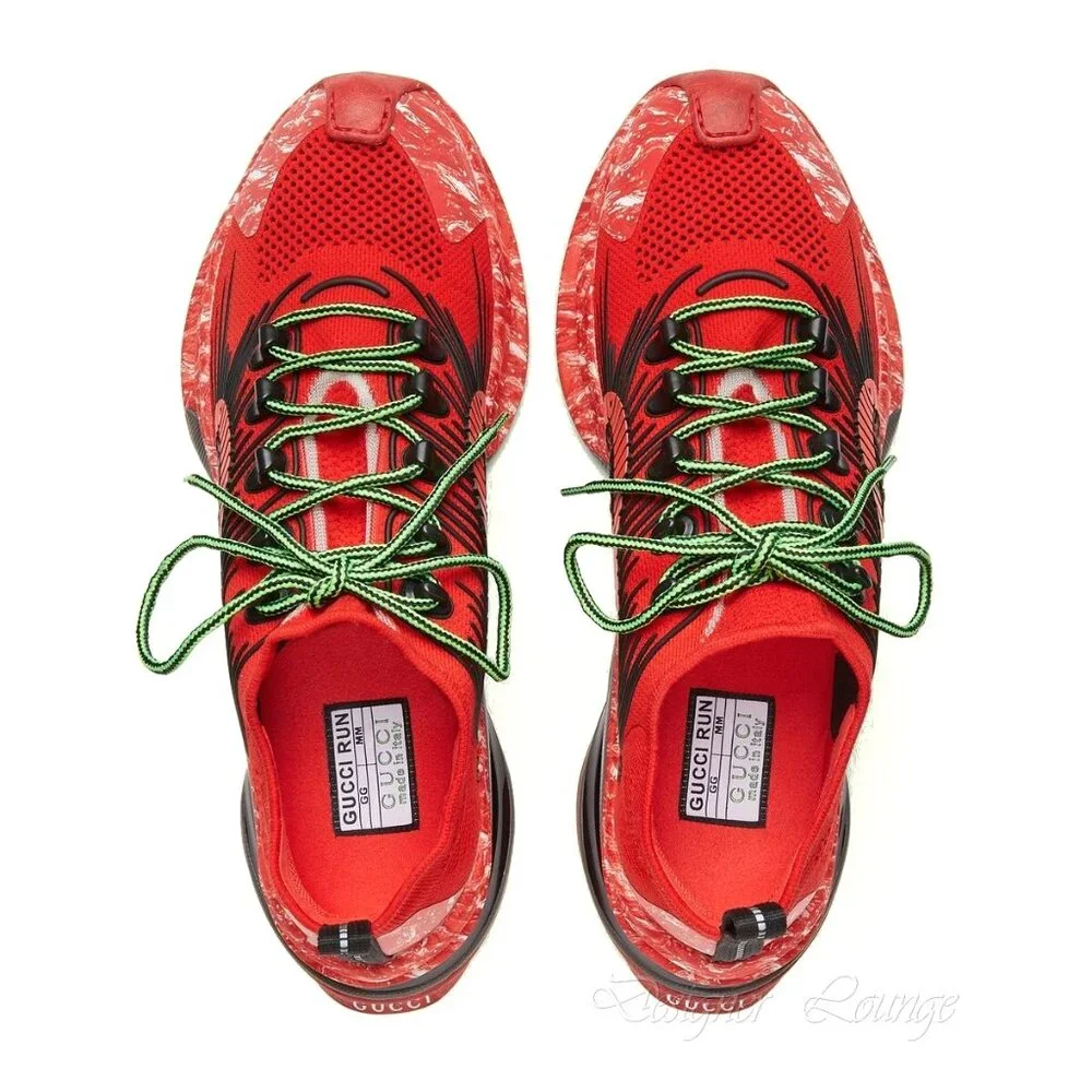 NEW GUCCI Run GG Logo Red/Black Men’s Low Top Sneakers Size G 9.5 US 10 Authent
